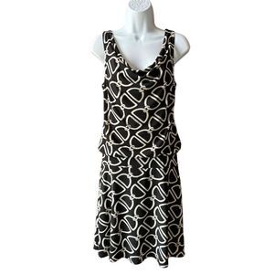 White House Black Market Sleeveless Fit 'n Flare Dress Size 8 Horse Bit Print